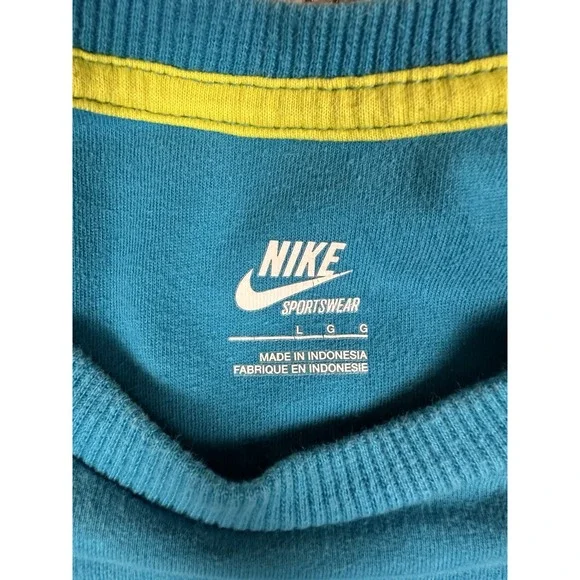 Vintage Nike Sweatshirt‎ Men's Large Retro Logo Pullover Aqua Blue 90s Y2K - Picture 4 of 11